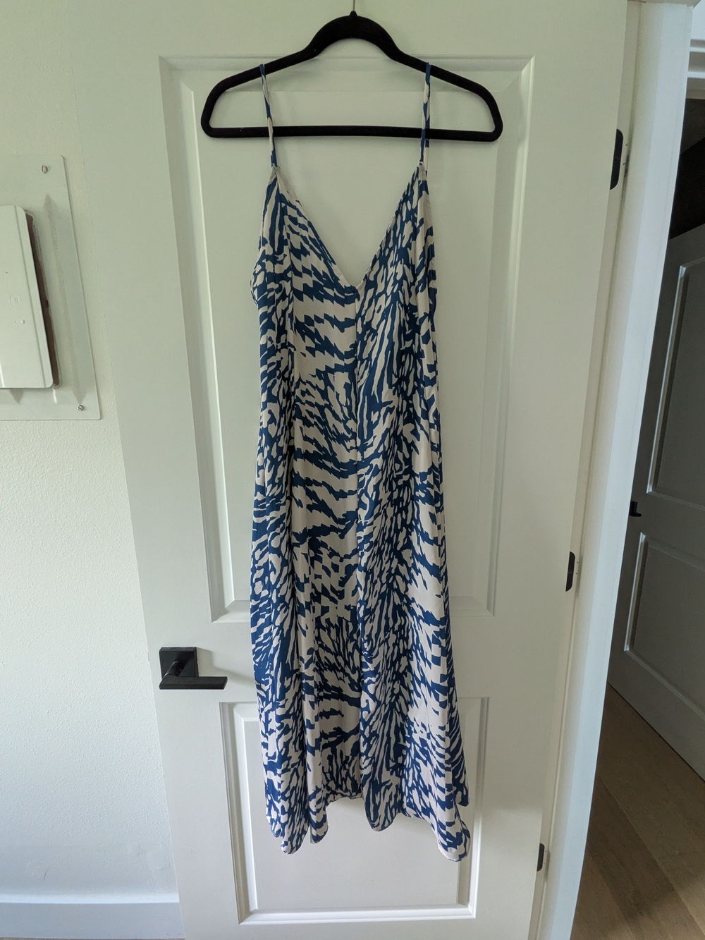 RESA Hannah Blue and White Printed Midi Slip Dress